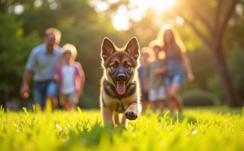 Chiot Berger Allemand : assurer sa bonne santé pour le bien de la famille Chiot berger allemand courant dans un jardin ensoleille