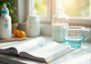 Plan de travail cuisine avec livre de recettes bébé et biberon