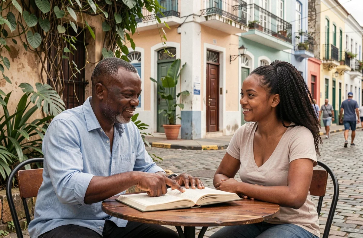 Échange intergénérationnel sur les prénoms martiniquais et l'identité culturelle dans un café de Fort-de-France