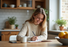Âge des personnes nées en 1993 : calcul simple et précis pour connaître leur âge exact Femme détendue écrivant dans un journal à la maison
