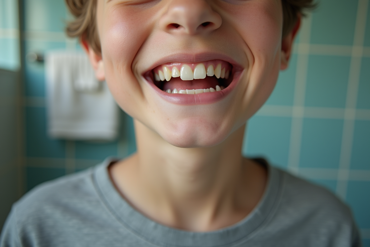 Gros plan sur dents irrégulières d