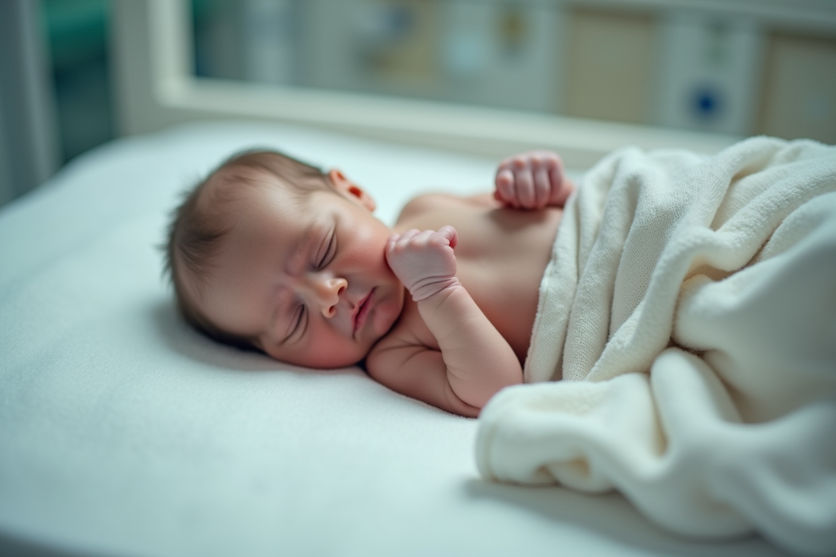 Nouveau-ne garçon dans un lit d