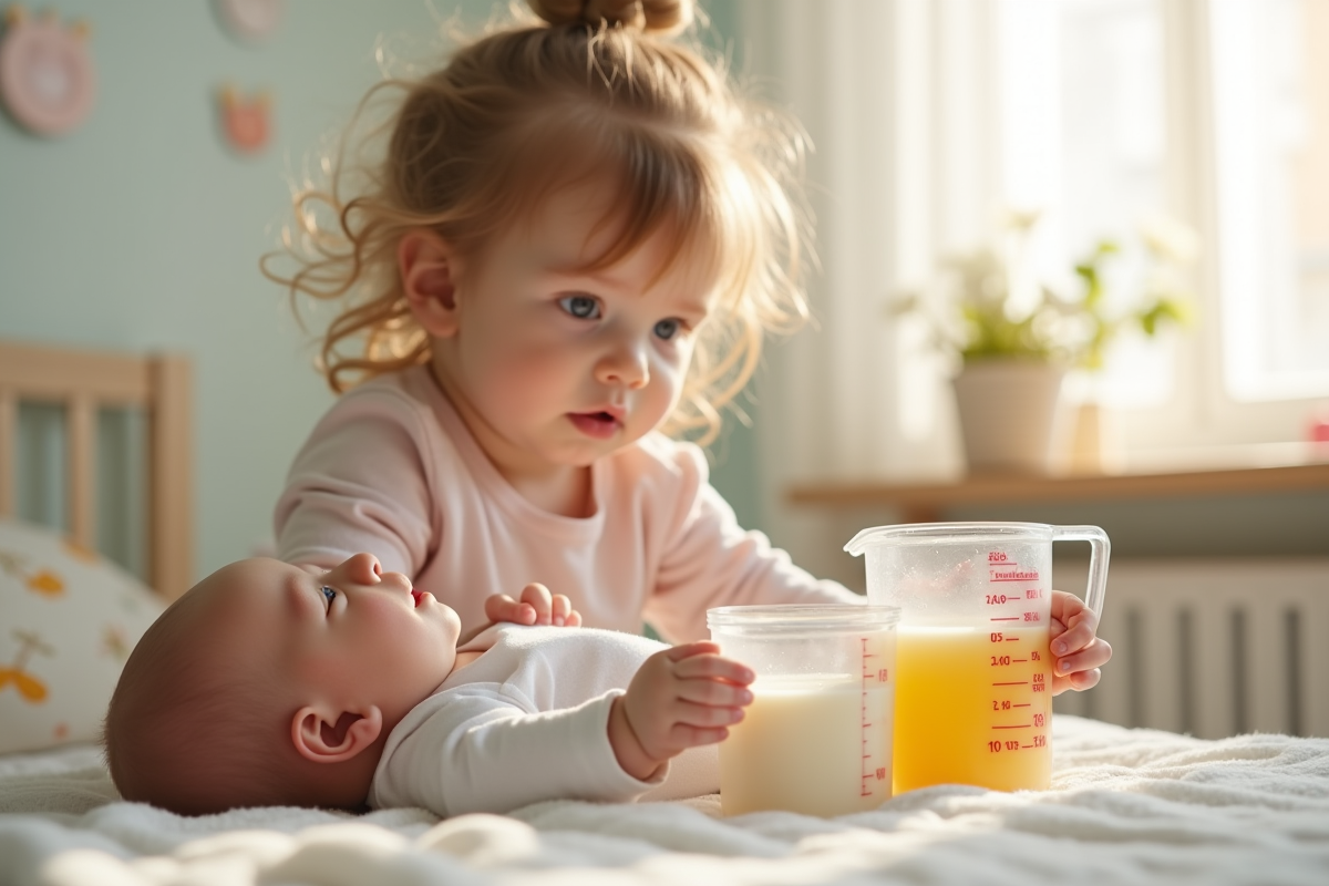 Parent dans une nurserie préparant le repas du bébé