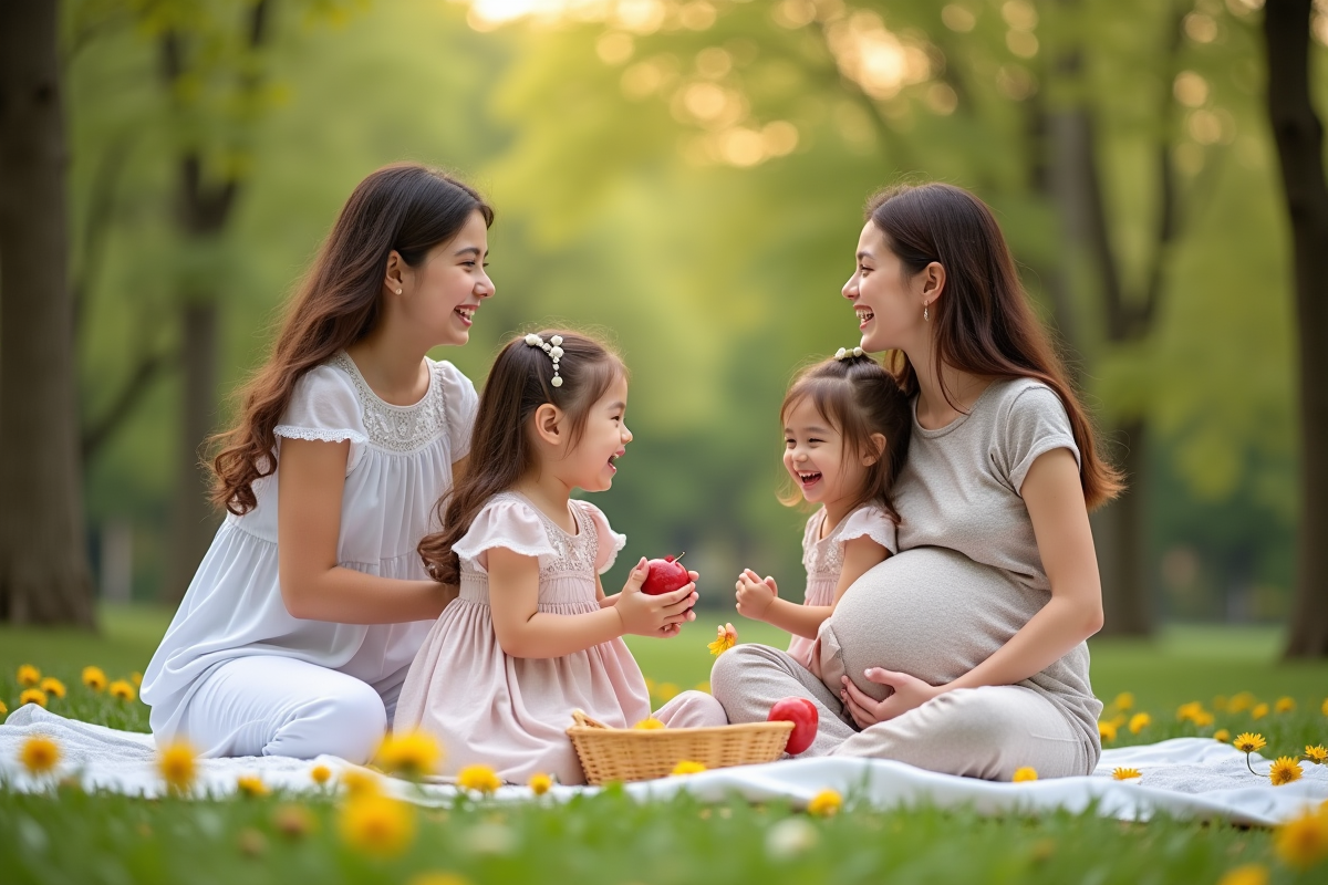 Fillettes jumelles jouant dans un parc lors d